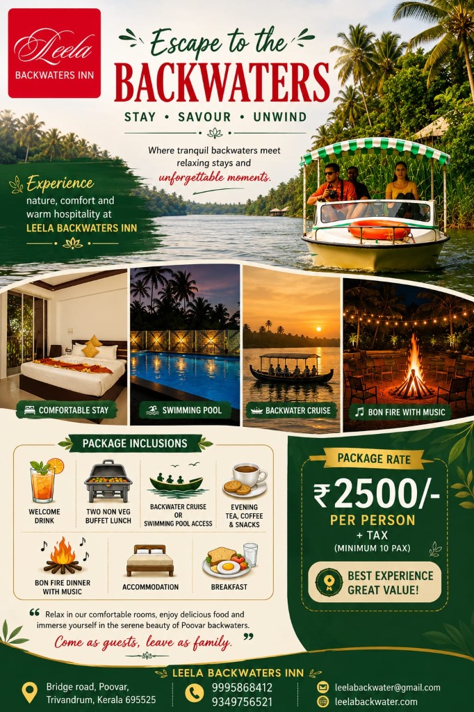 Escape to the Backwaters - Package Rate â‚¹2,500/- Per Person